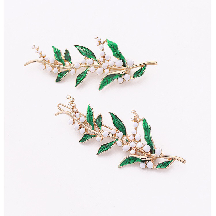 Green leaves hair clip