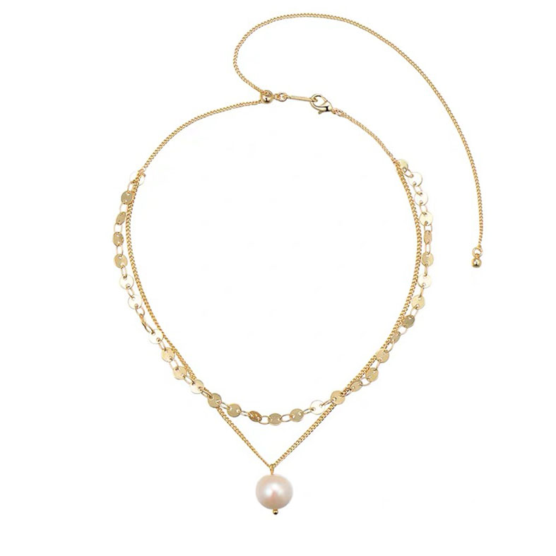 Double chain fashion pearl necklace